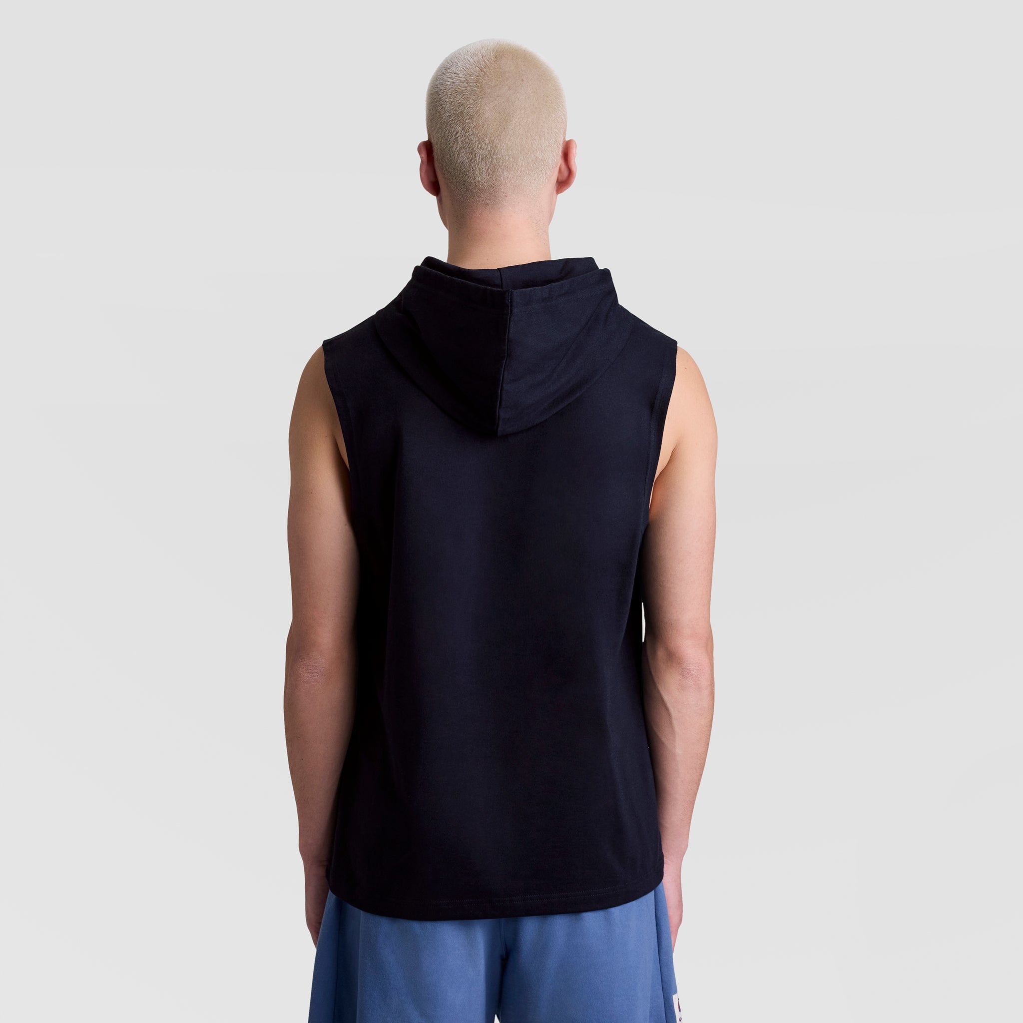 Champion Sleeveless Hoodie, Embroidered C Logo - Deep Navy
