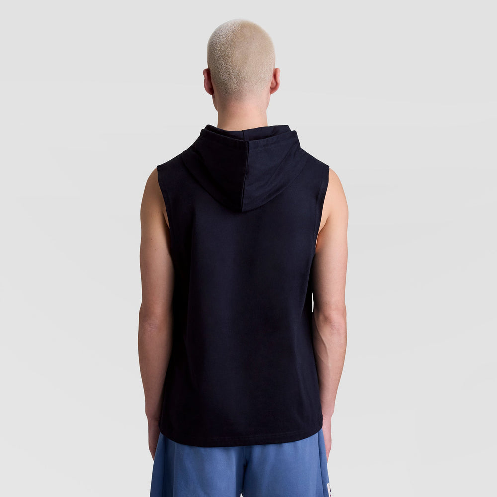 Champion Sleeveless Hoodie, Embroidered C Logo - Deep Navy