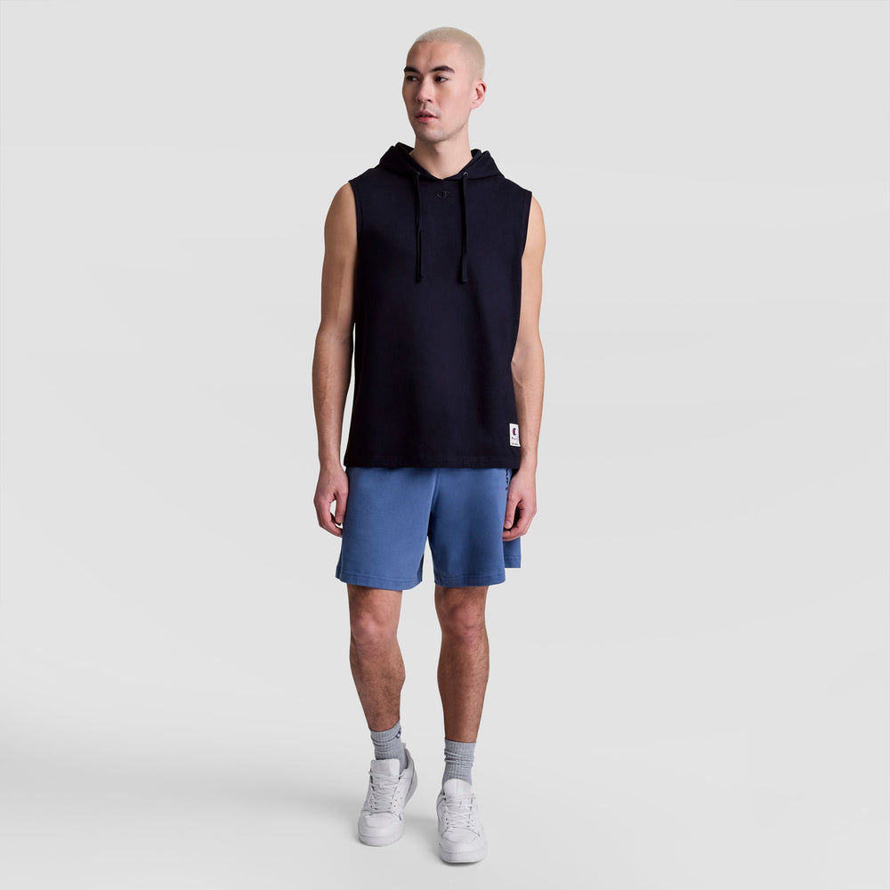 Champion Sleeveless Hoodie, Embroidered C Logo - Deep Navy
