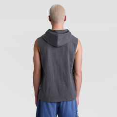 Champion Sleeveless Hoodie, Embroidered C Logo - Granite Heather