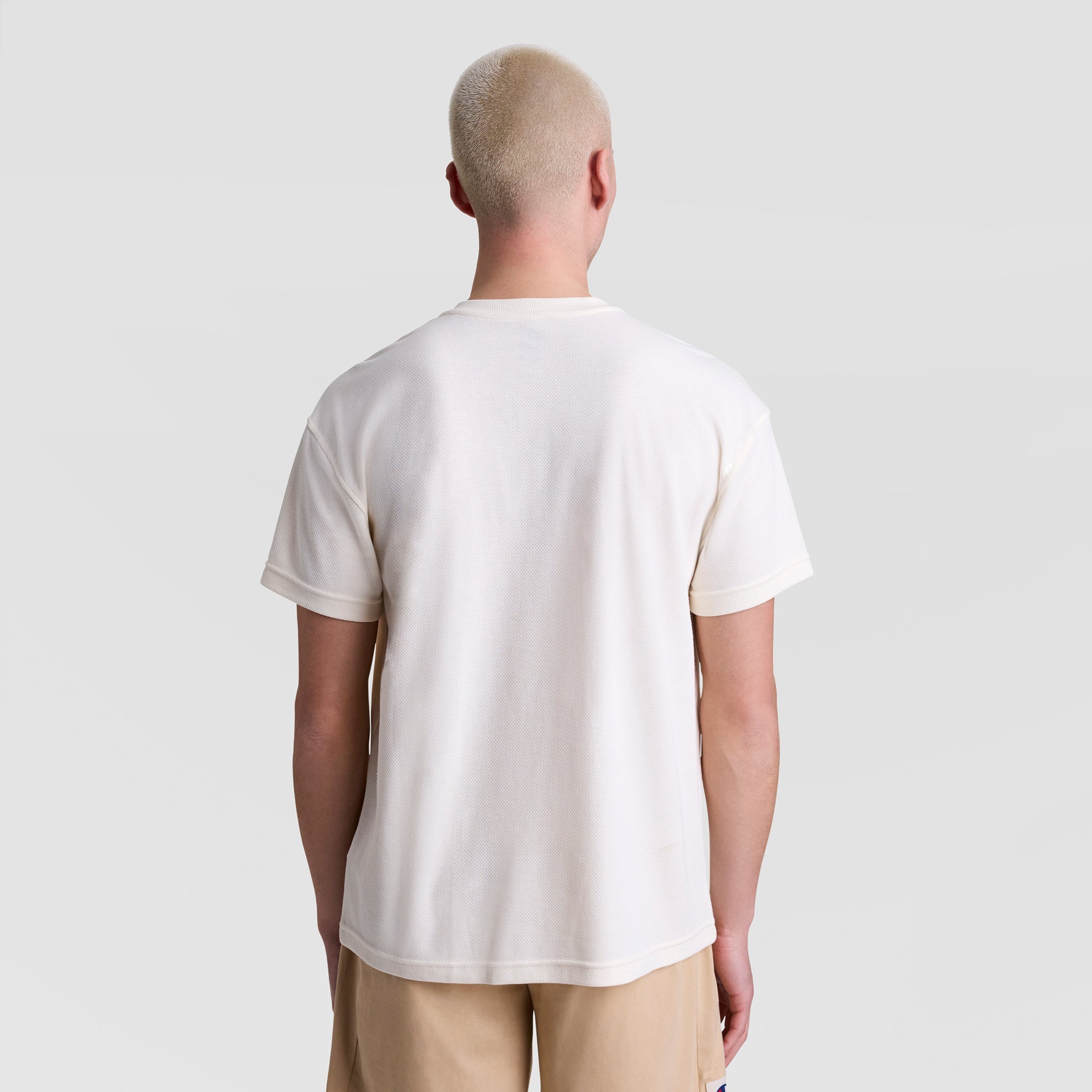 Champion Textured Henley, Tonal Embroidered C Logo - Unbleached Cotton