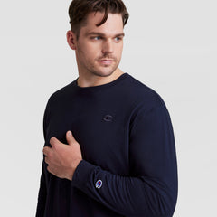 Champion Classic Long Sleeve T-Shirt, Embroidered C Logo - Big & Tall - Deep Navy