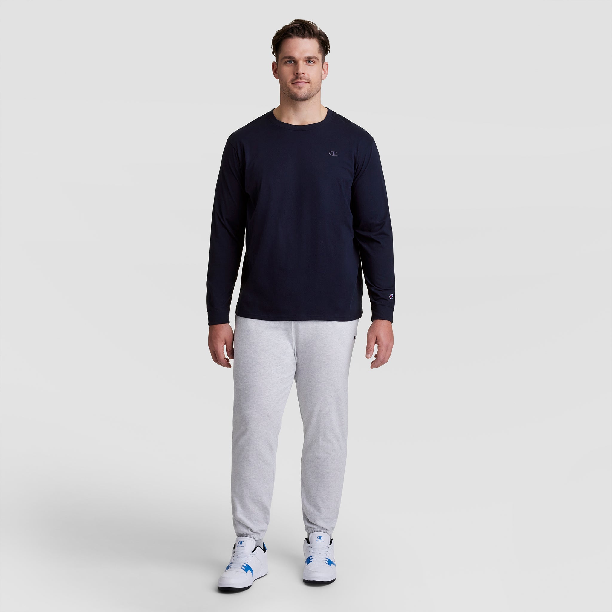 Champion Classic Long Sleeve T-Shirt, Embroidered C Logo - Big & Tall - Deep Navy