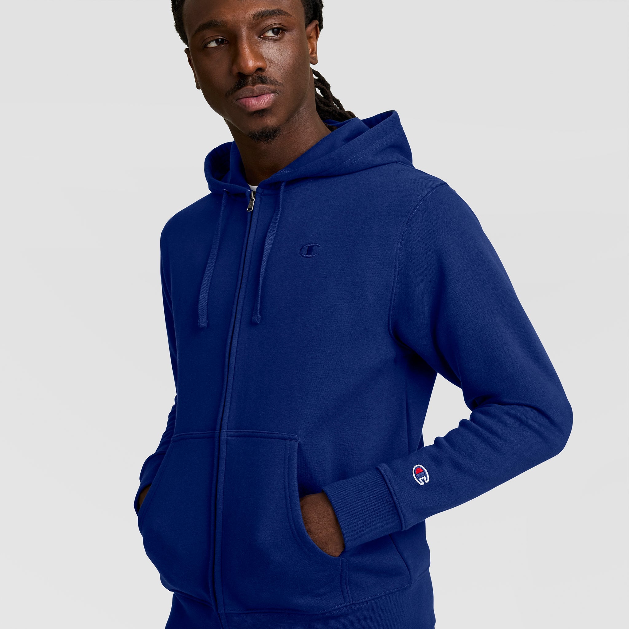 Champion Powerblend Full-Zip Hoodie - Blue Depth