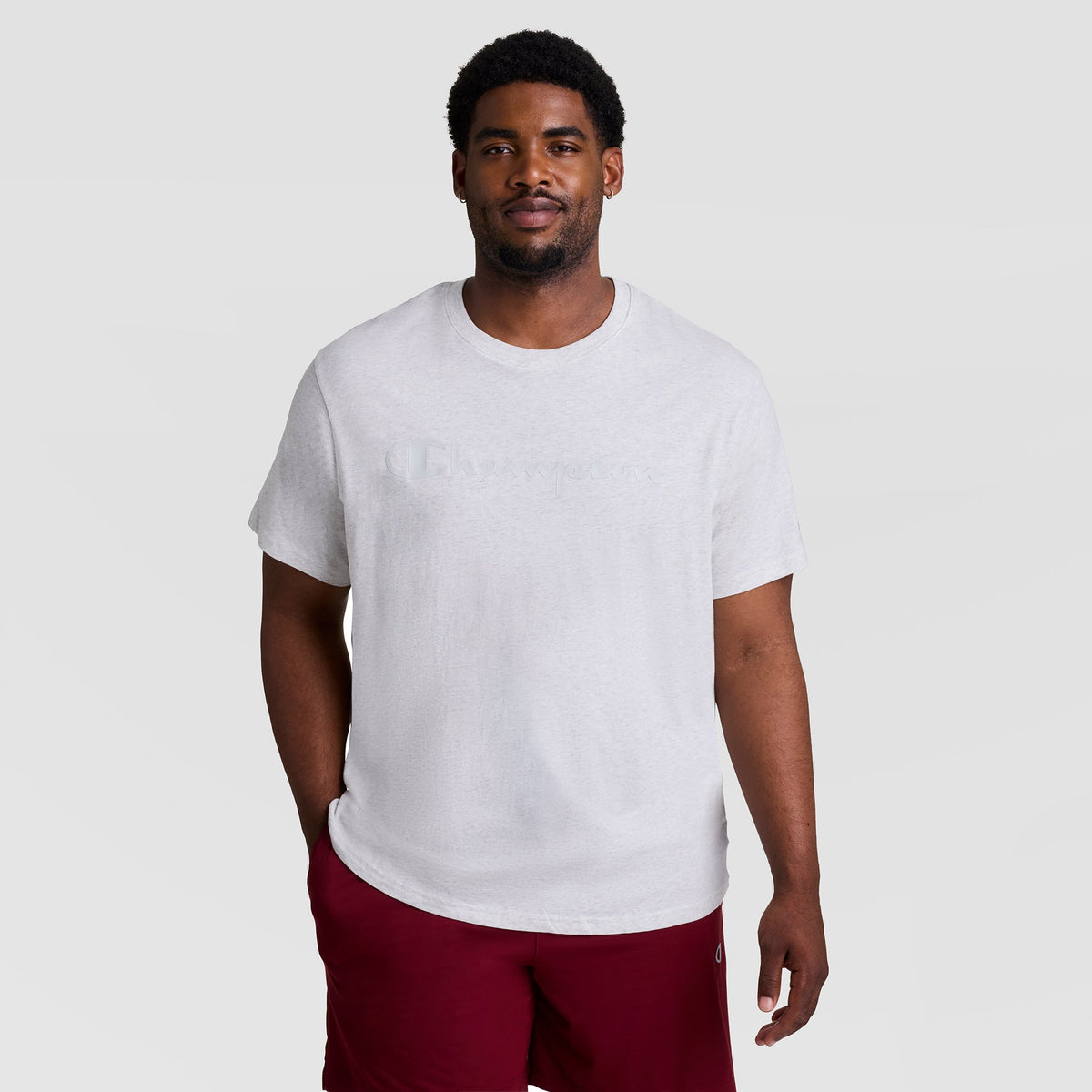 Champion Classic Graphic T-Shirt, Tonal Script Logo - Big & Tall - Platinum Silver Heather