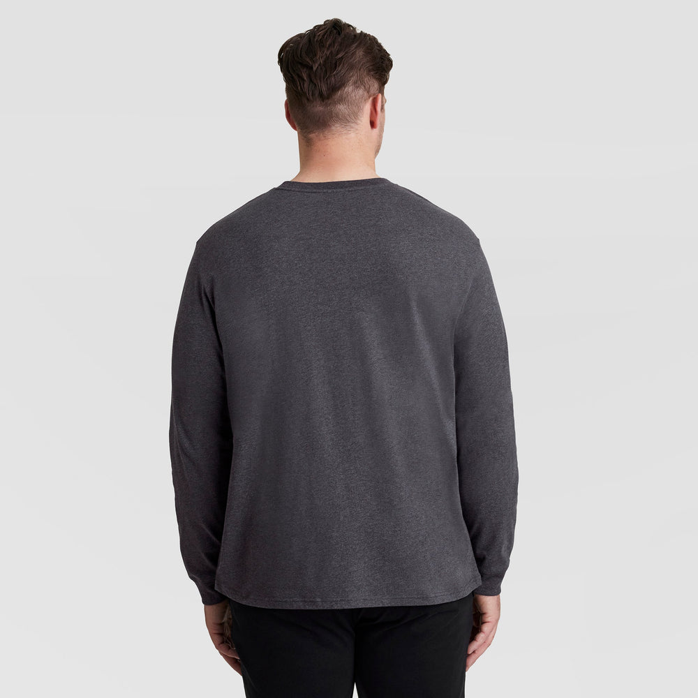 Champion Classic Long Sleeve T-Shirt, Embroidered C Logo - Big & Tall - Granite Heather