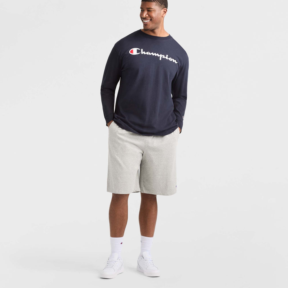 Champion Lightweight Lounge Shorts, C Patch Logo - Big & Tall - New Manhattan Mist Heather