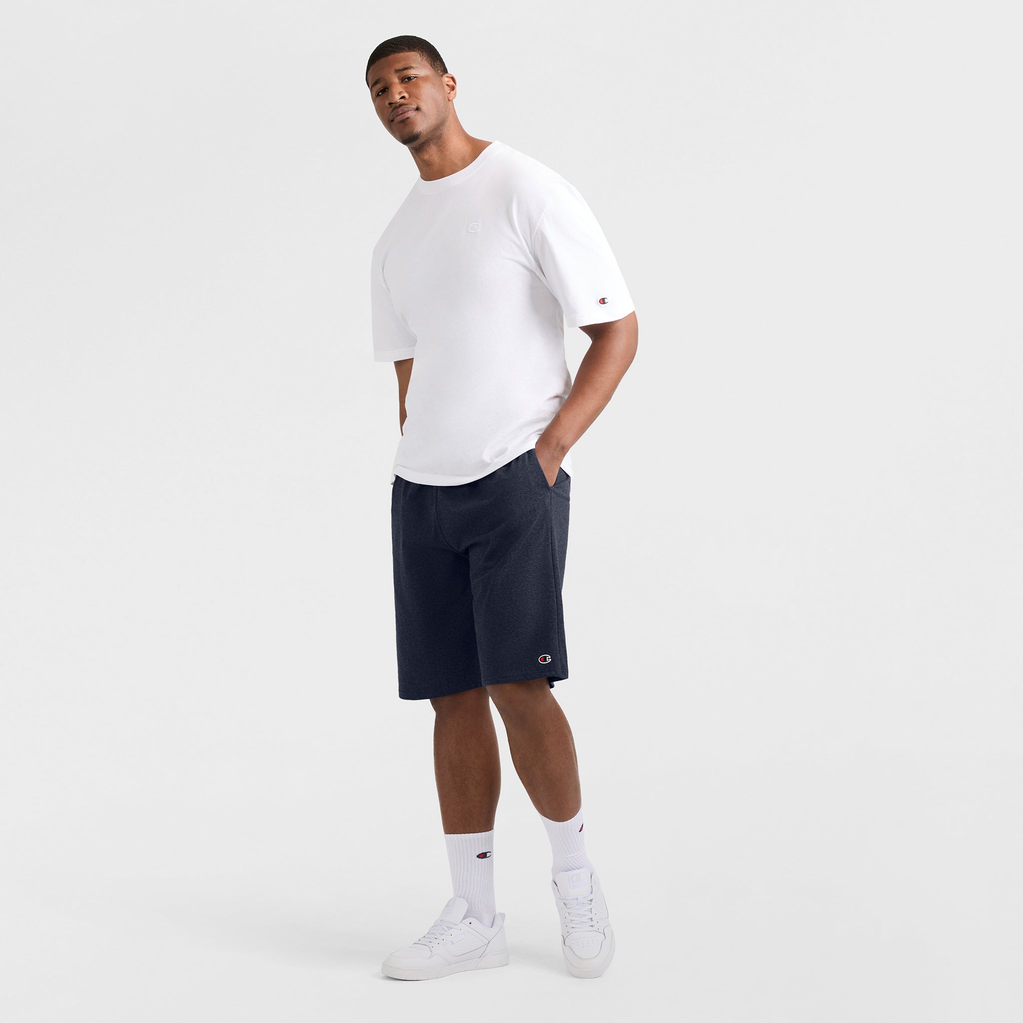 Champion Lightweight Lounge Shorts, C Patch Logo - Big & Tall - Navy
