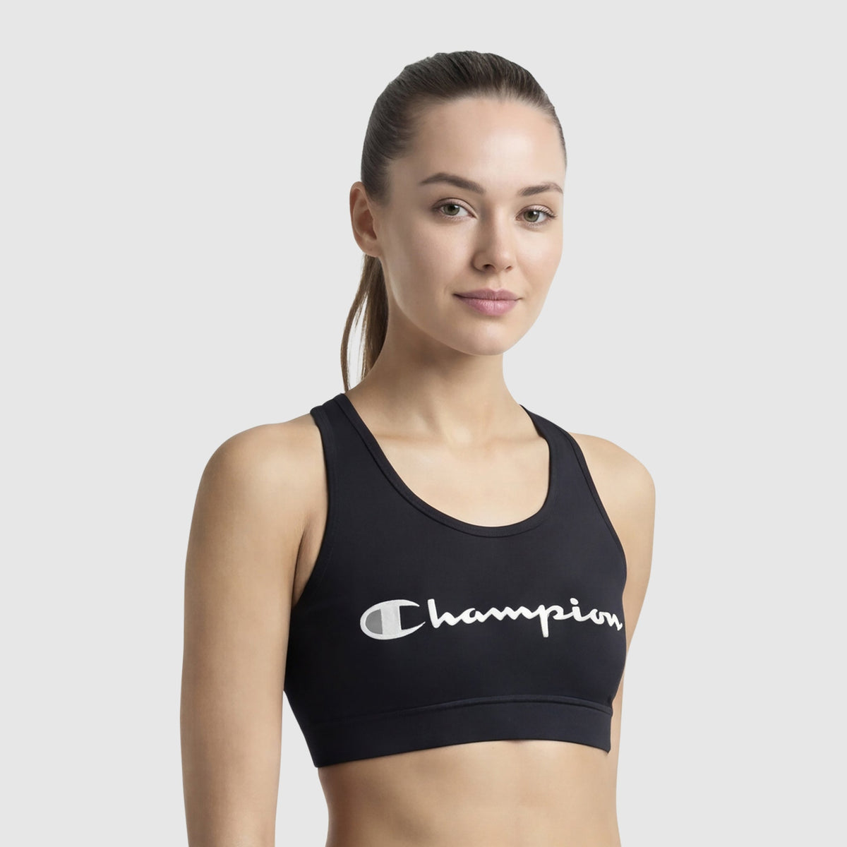 Champion Sports Bra, Script Logo - Black