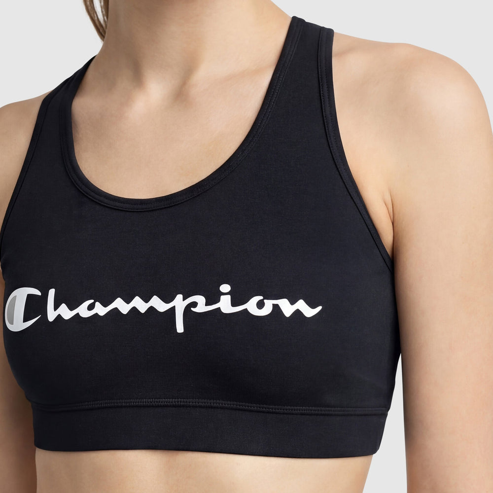 Champion Sports Bra, Script Logo - Black