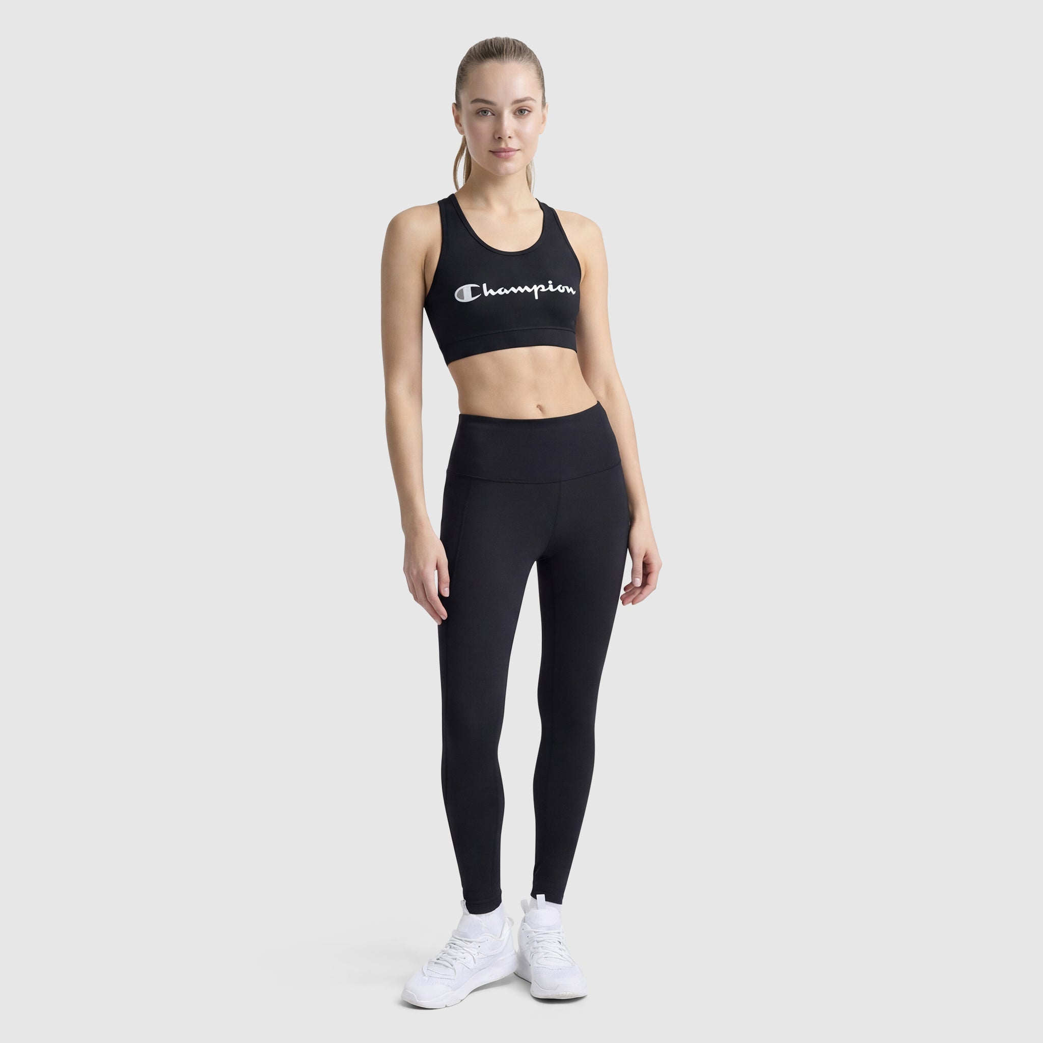 Champion Sports Bra, Script Logo - Black