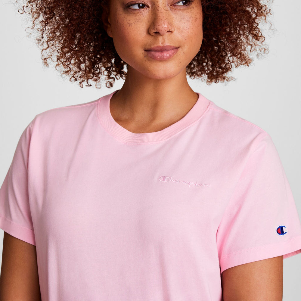Champion Classic T-Shirt, Tonal Left Chest Script - Rose Shadow
