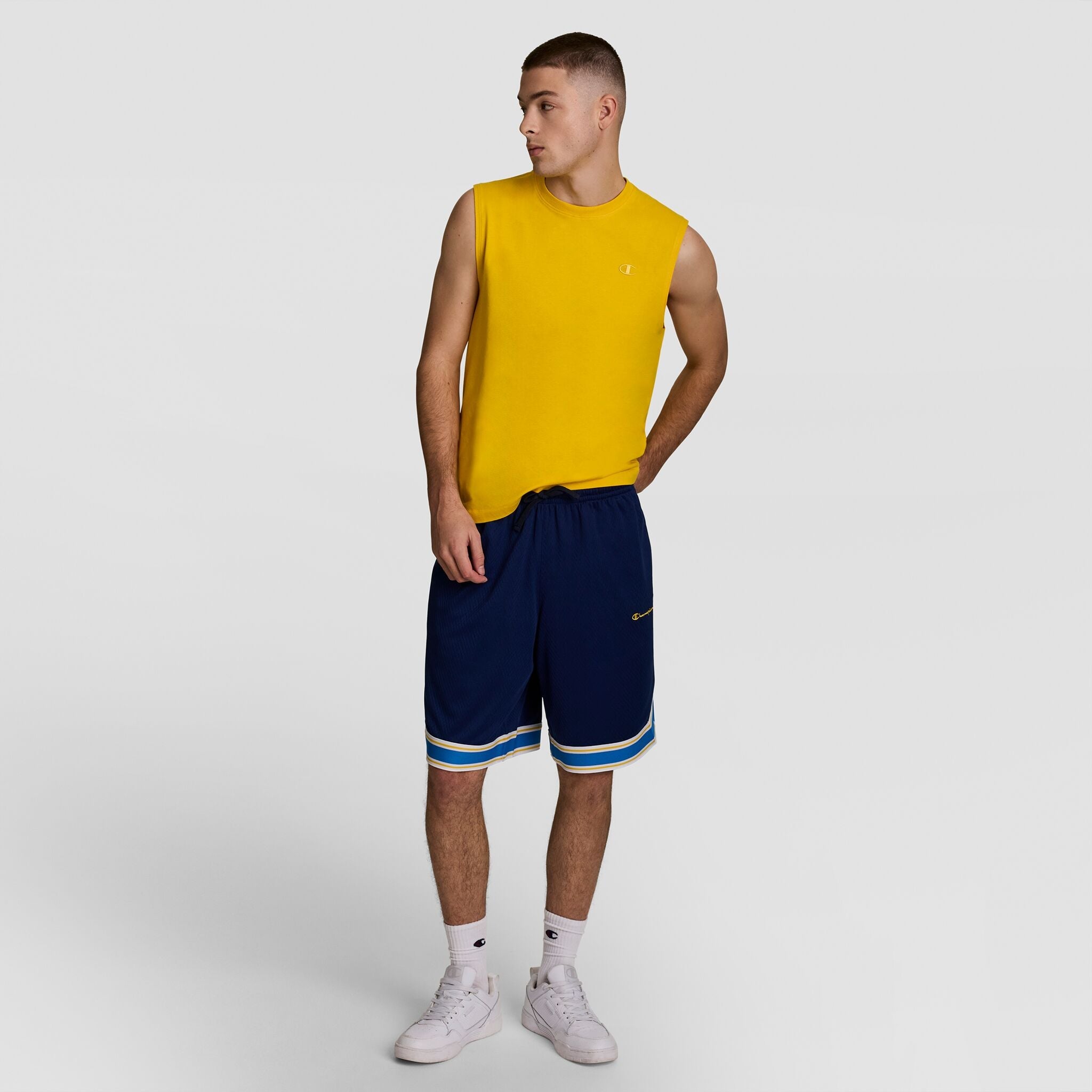 Champion 10" Gridiron Reversible Short, Script Logo - Blue Depth