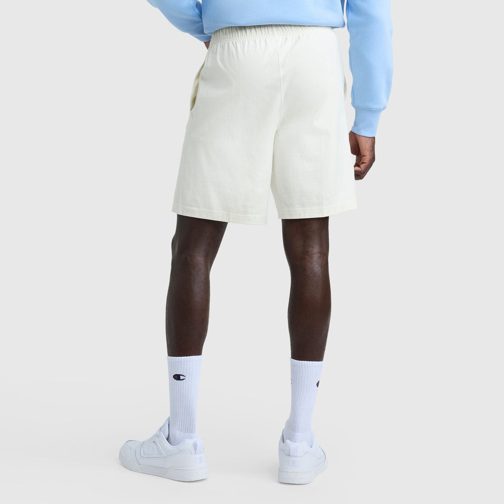 Champion 9" Lightweight Lounge Shorts, C Patch Logo - Unbleached Cotton