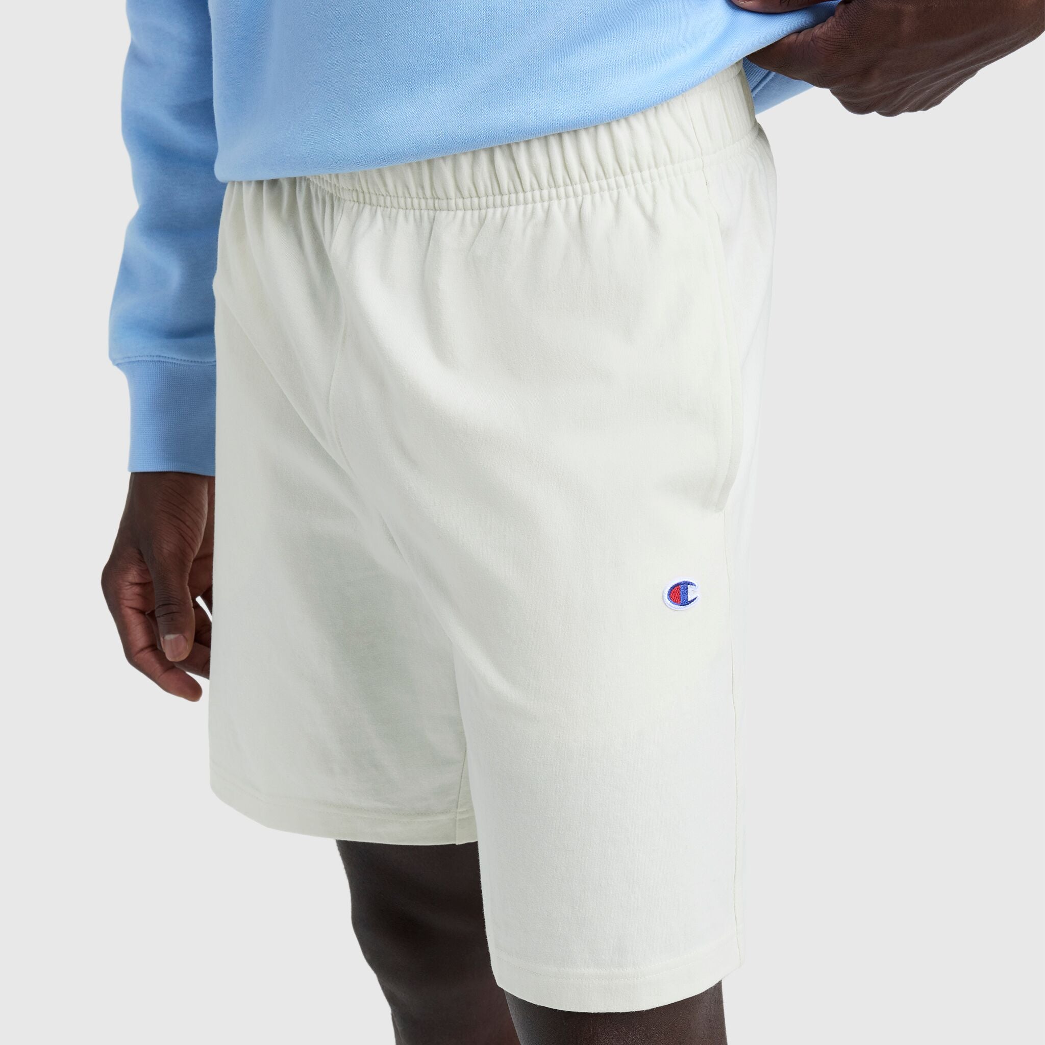 Champion 9" Lightweight Lounge Shorts, C Patch Logo - Unbleached Cotton