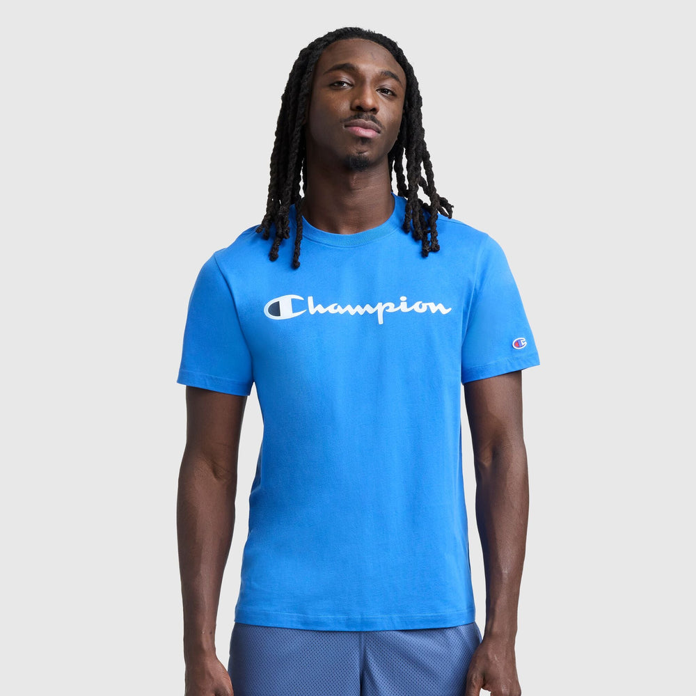 Champion Classic Graphic T-Shirt, Script Logo - Nebulas Blue
