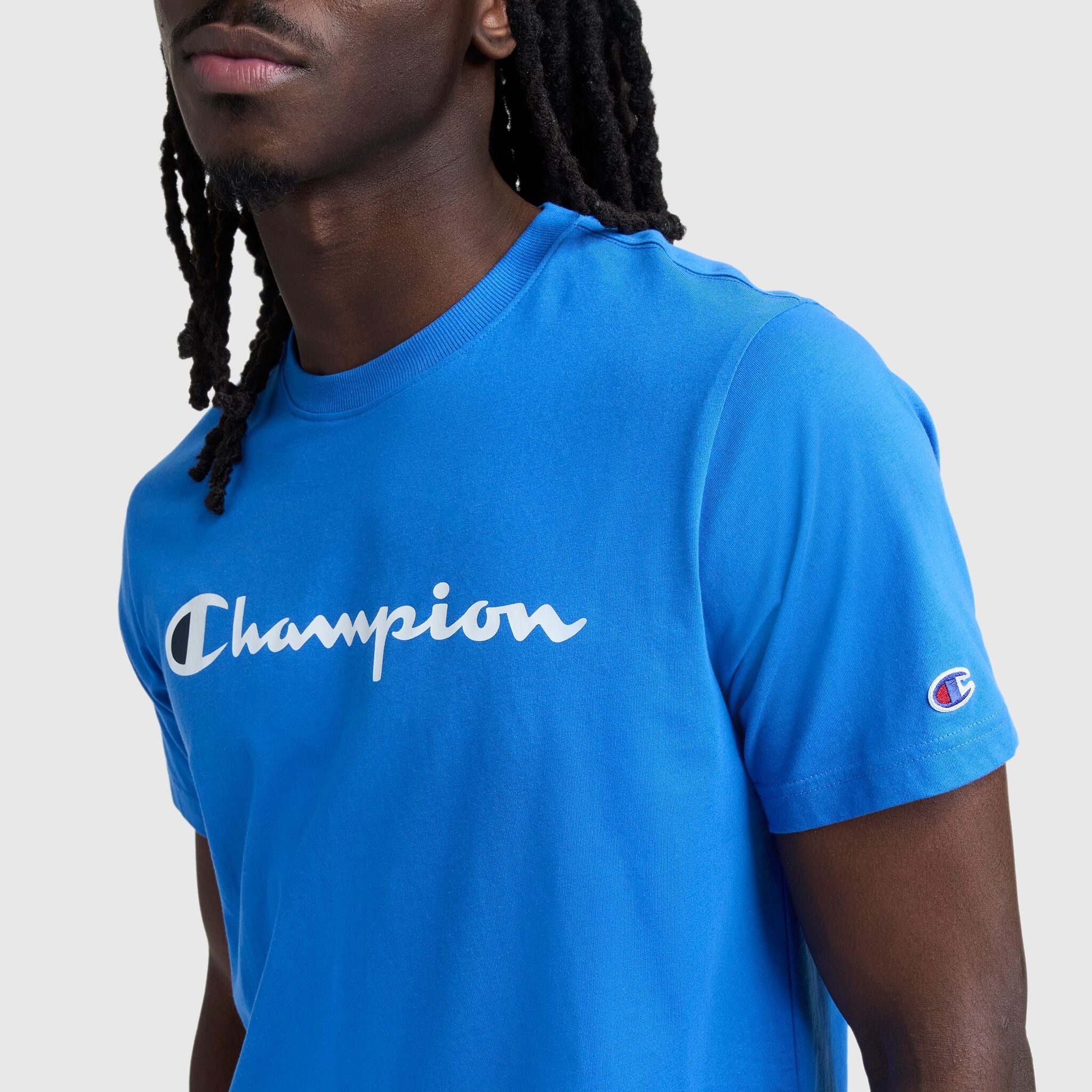 Champion Classic Graphic T-Shirt, Script Logo - Nebulas Blue