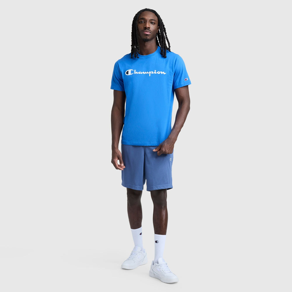 Champion Classic Graphic T-Shirt, Script Logo - Nebulas Blue