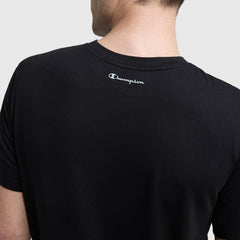 Champion Sport Crewneck T-Shirt, Script Logo - Black