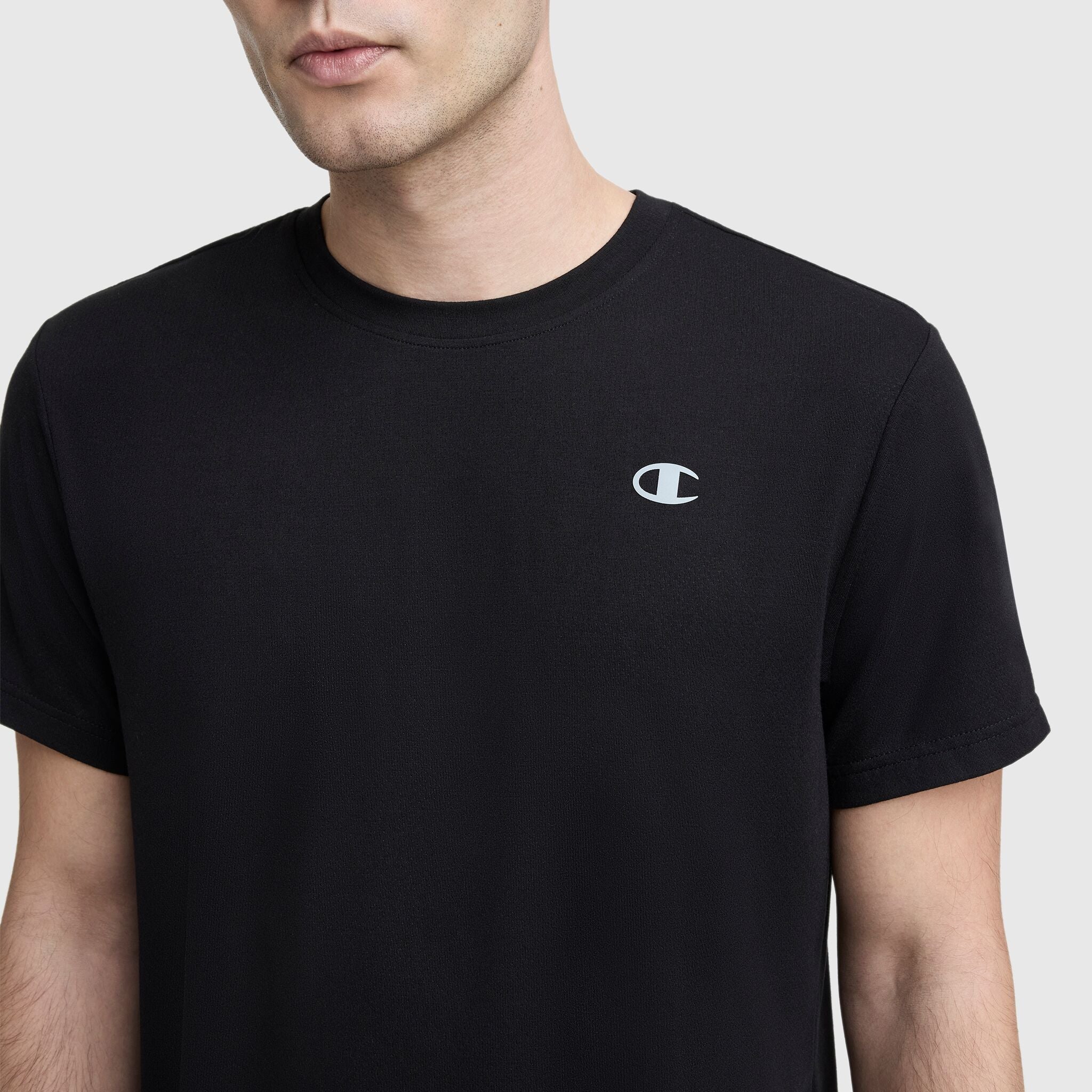 Champion Sport Crewneck T-Shirt, Script Logo - Black