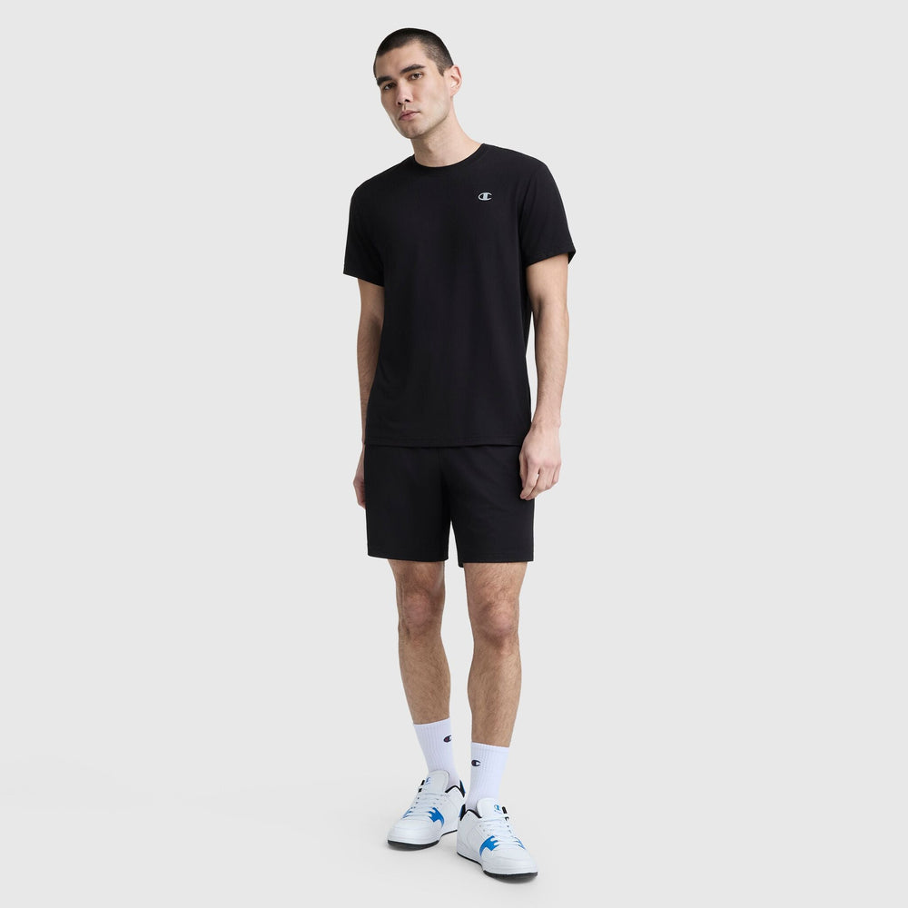 Champion Sport Crewneck T-Shirt, Script Logo - Black