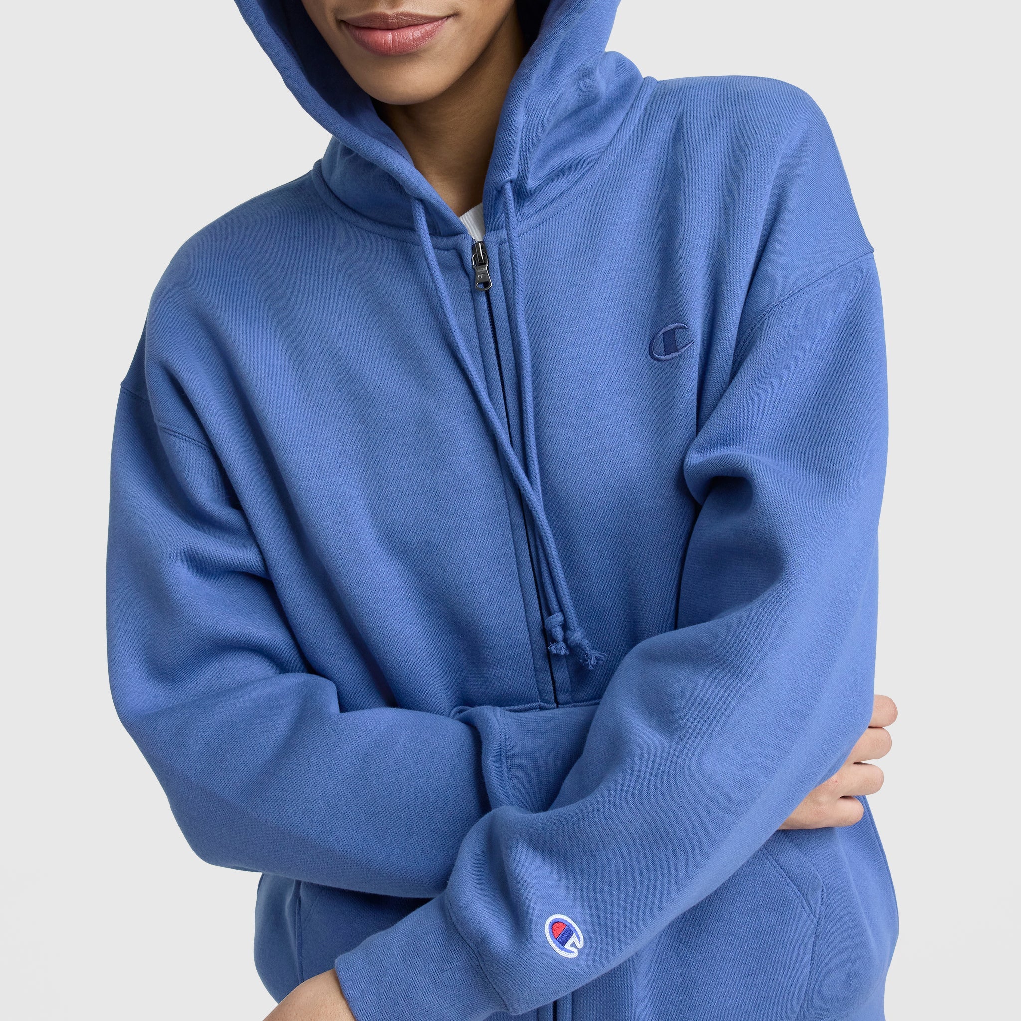 Champion Powerblend Fleece Zip-Up Hoodie - Coastal Fjord