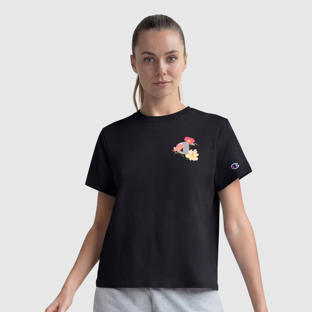 Champion Floral Mesh "C" Graphic T-Shirt - Black