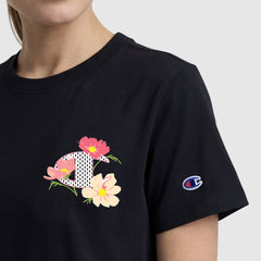 Champion Floral Mesh "C" Graphic T-Shirt - Black