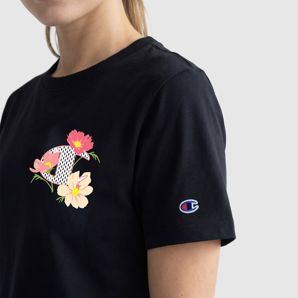 Champion Floral Mesh "C" Graphic T-Shirt - Black