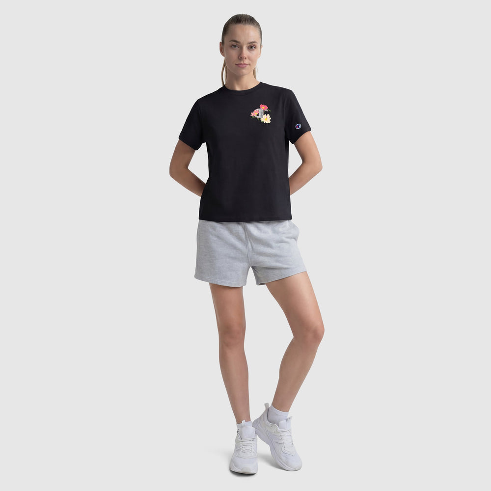 Champion Floral Mesh "C" Graphic T-Shirt - Black