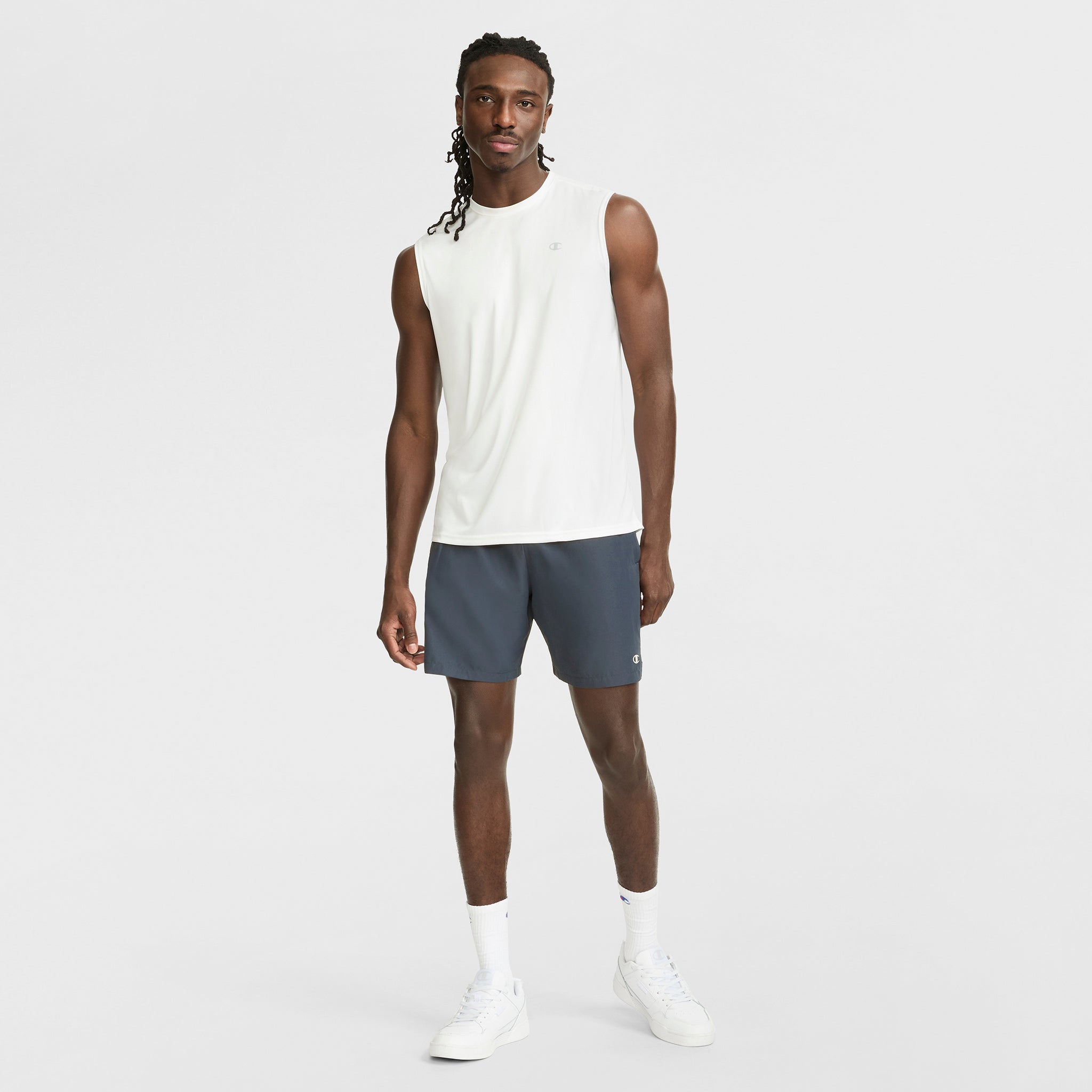 Champion Sport Muscle Tank, Reflective C Logo - Bright White