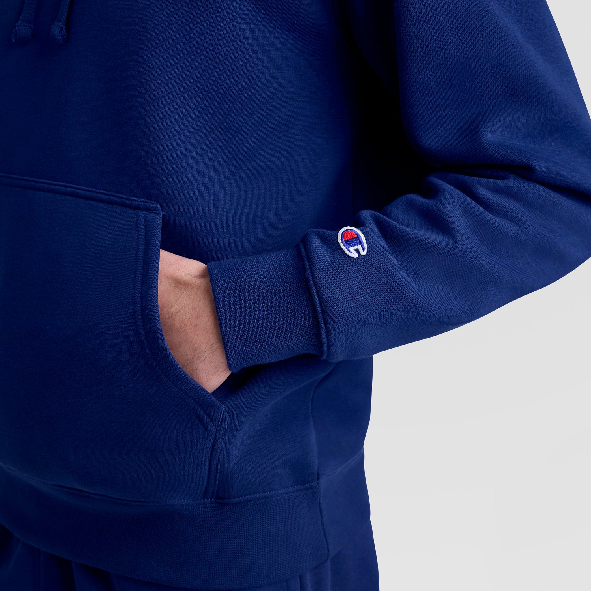 Champion Powerblend Hoodie, Tonal Script Logo - Blue Depth