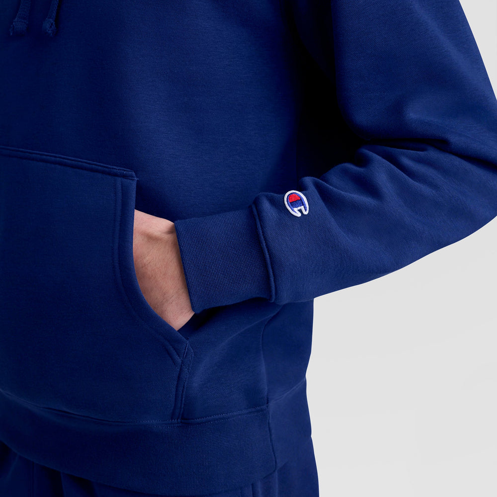 Champion Powerblend Hoodie, Tonal Script Logo - Blue Depth