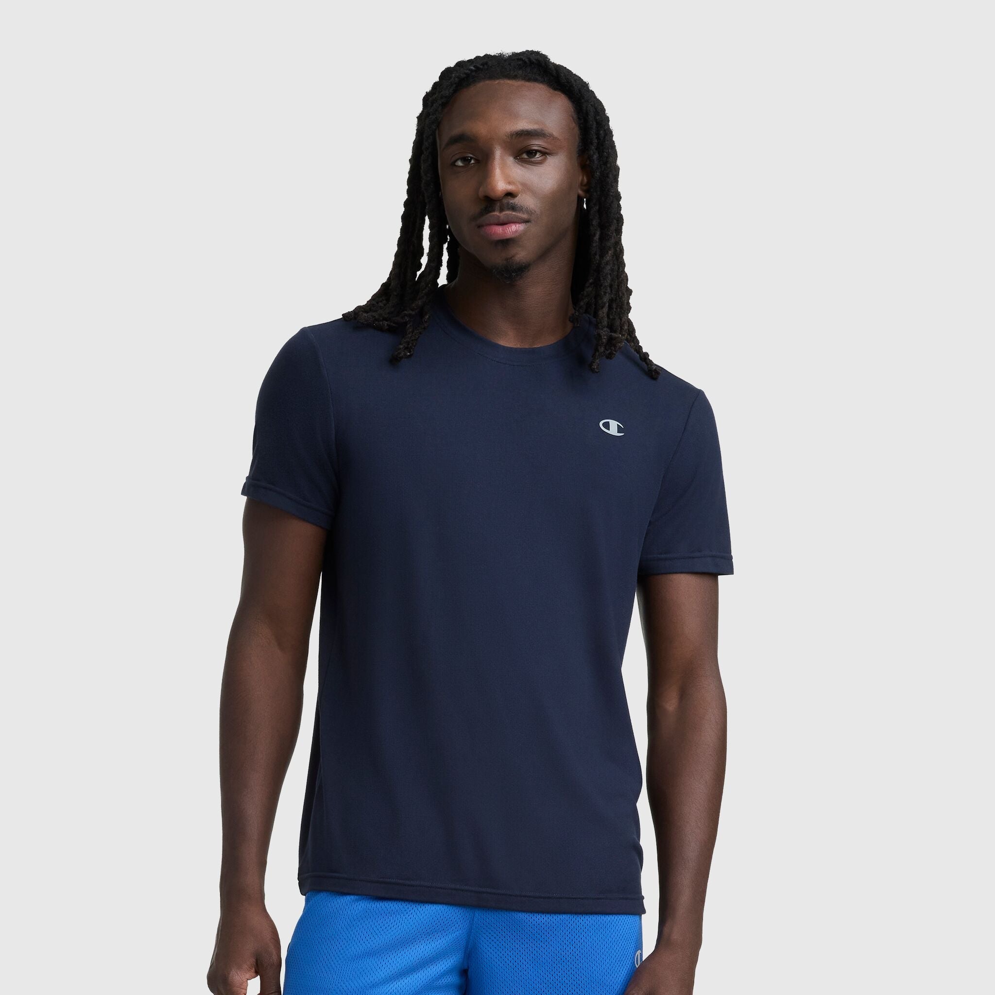 Champion Sport Crewneck T-Shirt, Script Logo - Deep Navy