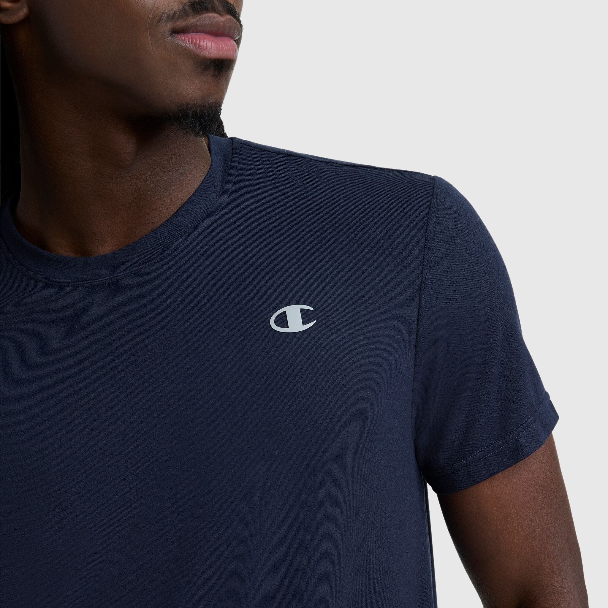 Champion Sport Crewneck T-Shirt, Script Logo - Deep Navy