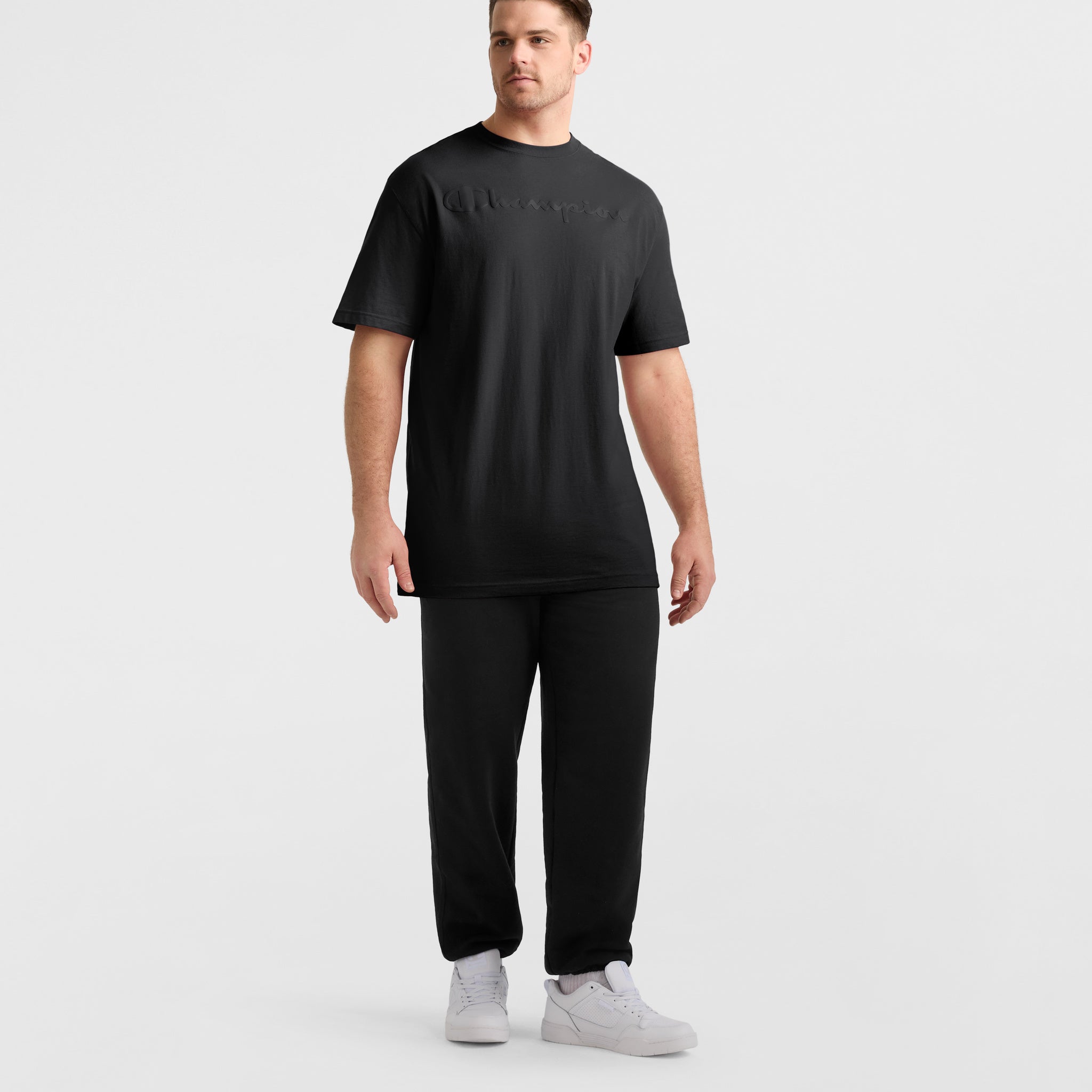 Champion Classic Graphic T-Shirt, Tonal Script Logo - Big & Tall - Black