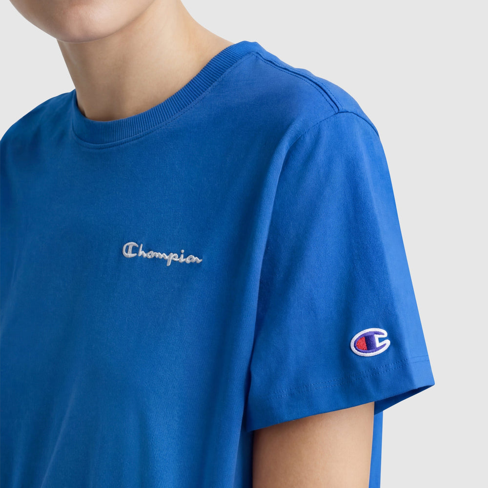 Champion Classic T-Shirt, Tonal Left Chest Script - Nebulas Blue