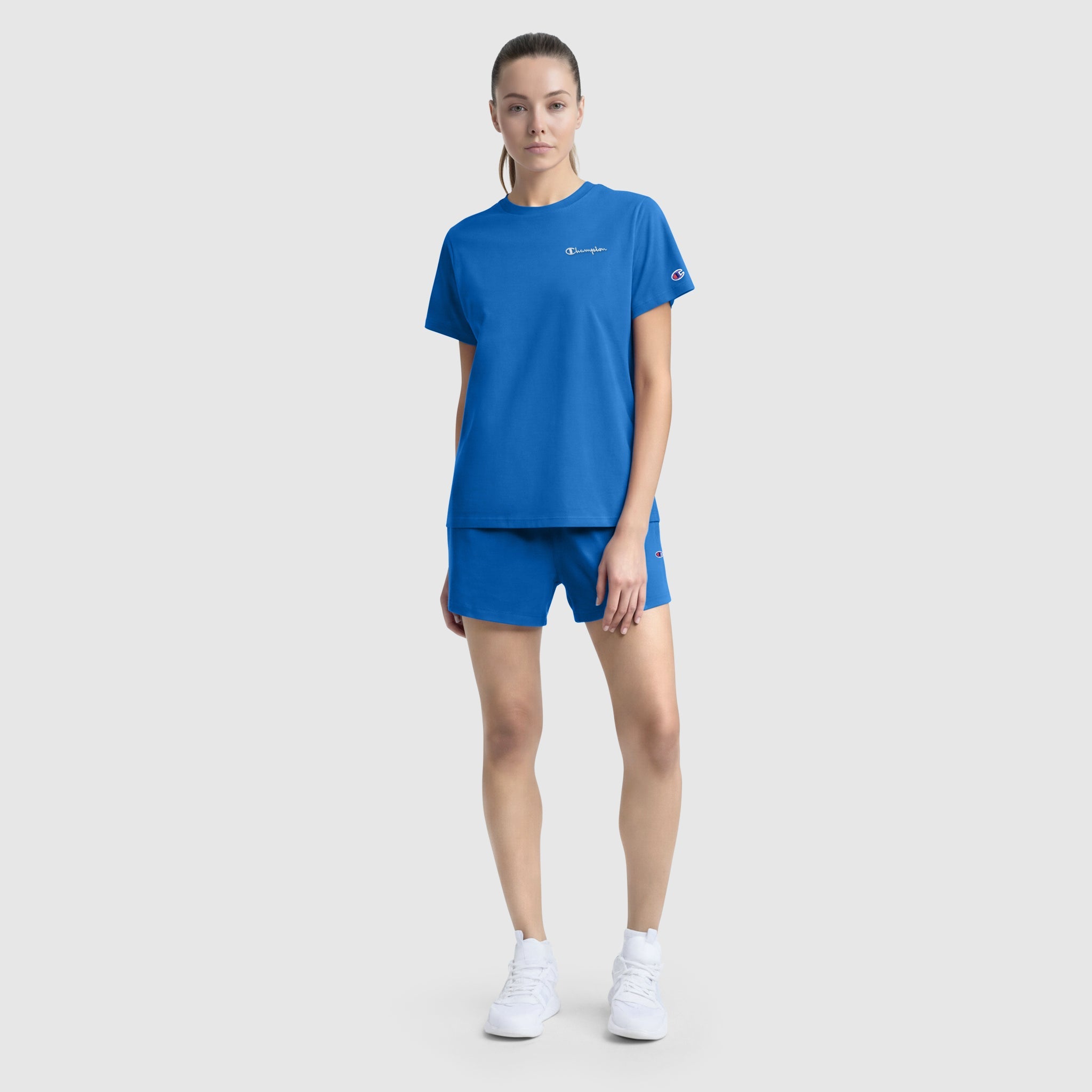 Champion Classic T-Shirt, Tonal Left Chest Script - Nebulas Blue