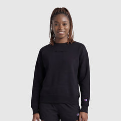 Champion Powerblend Crewneck Sweatshirt, Embroidered Script Logo - Black
