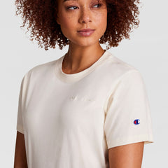 Champion Classic T-Shirt, Tonal Left Chest Script - Unbleached Cotton