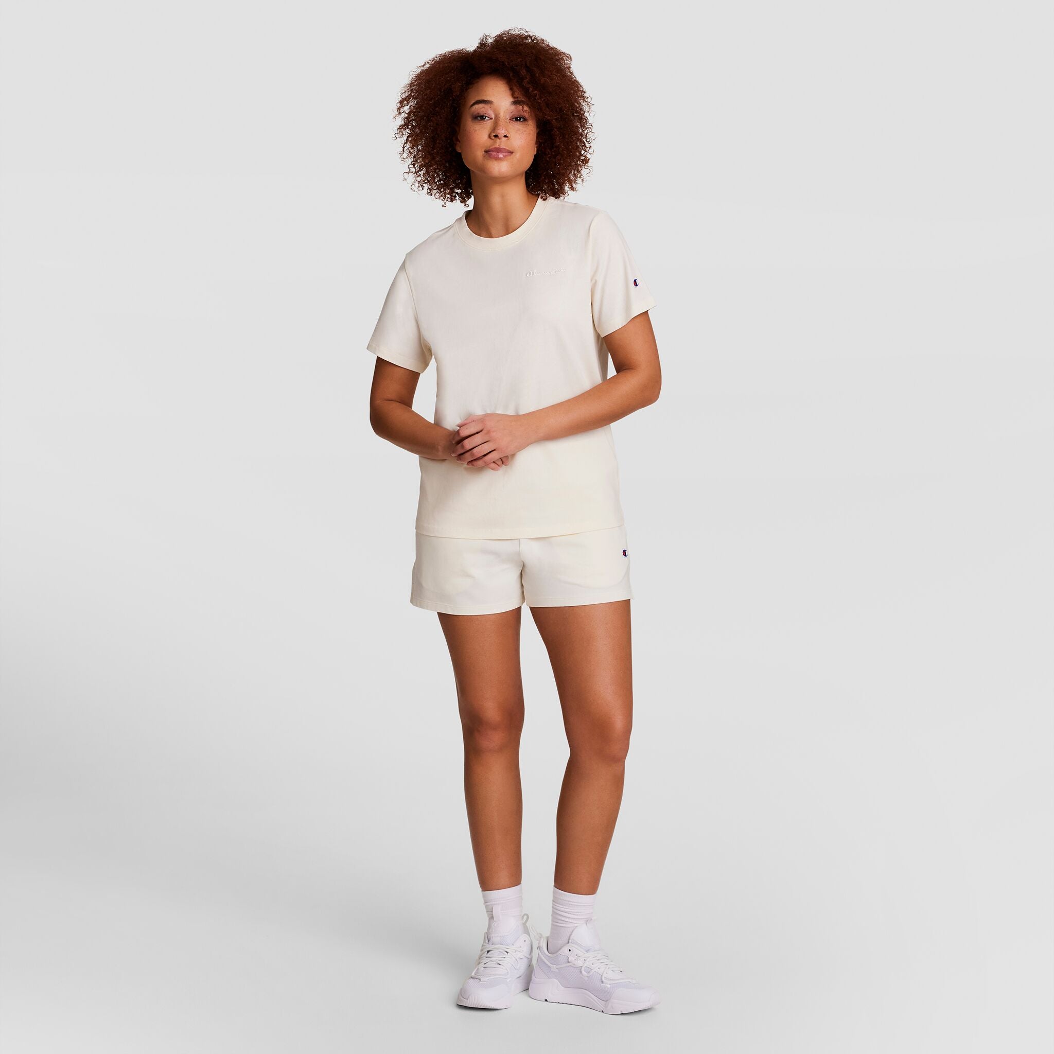 Champion Classic T-Shirt, Tonal Left Chest Script - Unbleached Cotton