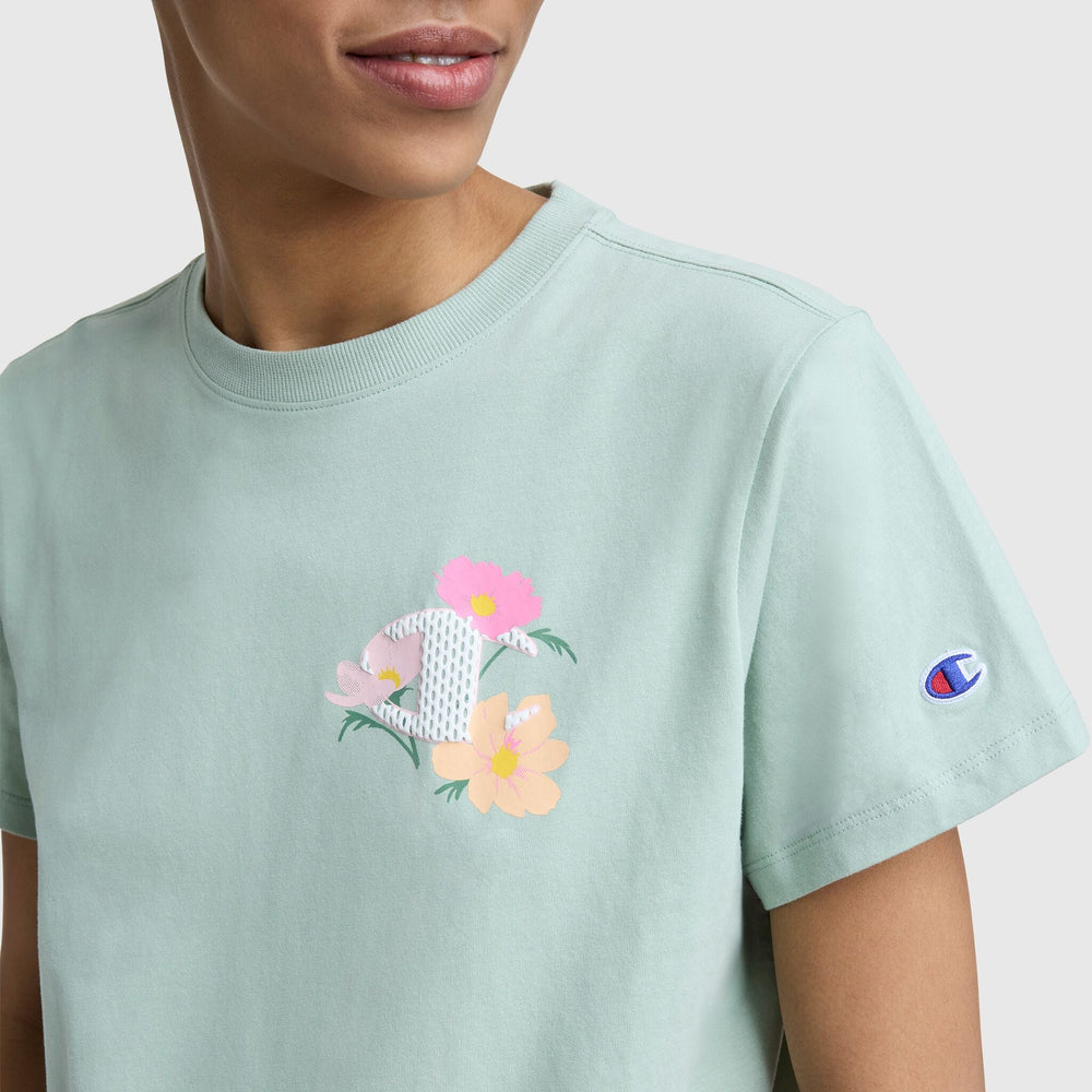 Champion Floral Mesh "C" Graphic T-Shirt - Dusty Green