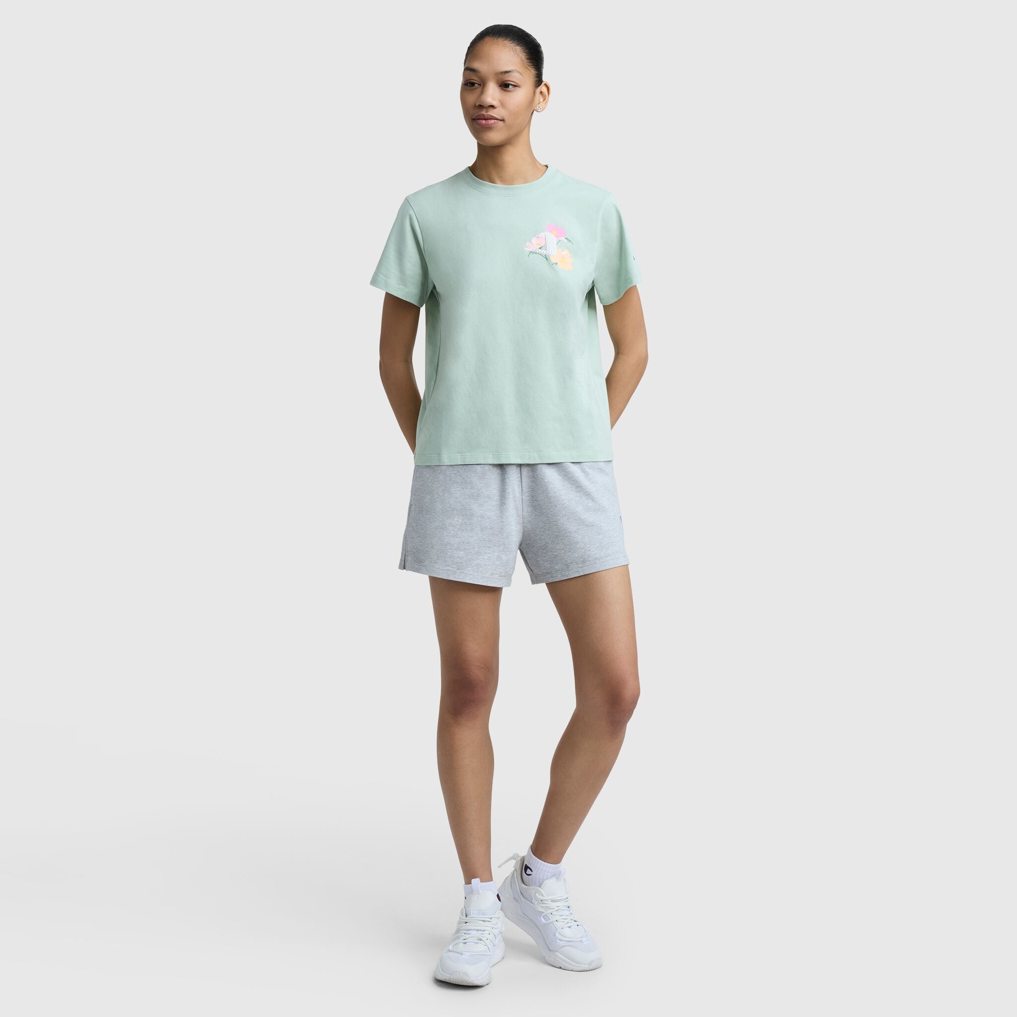 Champion Floral Mesh "C" Graphic T-Shirt - Dusty Green