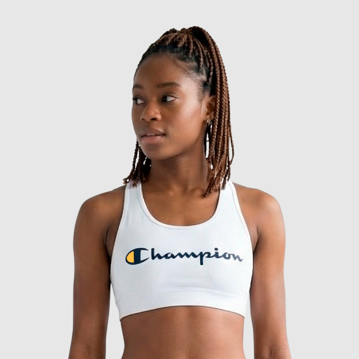 Champion Sports Bra, Script Logo - Bright White
