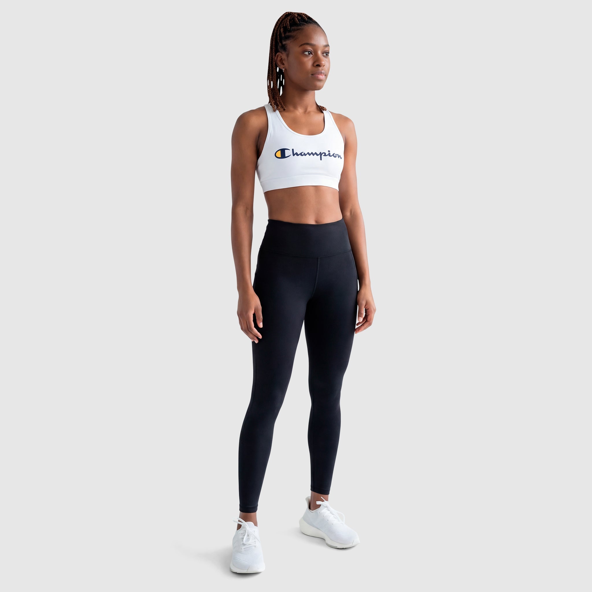 Champion Sports Bra, Script Logo - Bright White