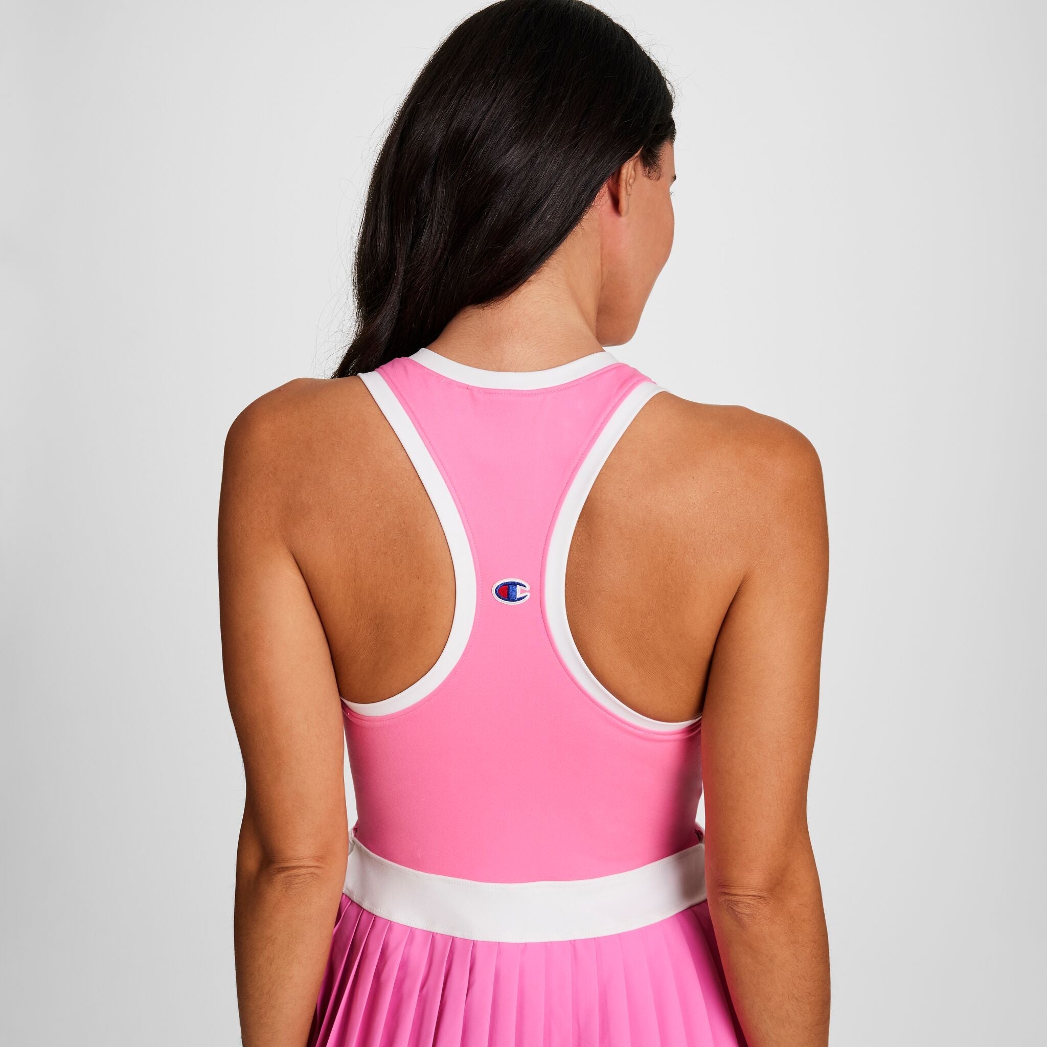 Champion Match Point Tennis Dress, Embroidered Script Logo - Pink Cosmos