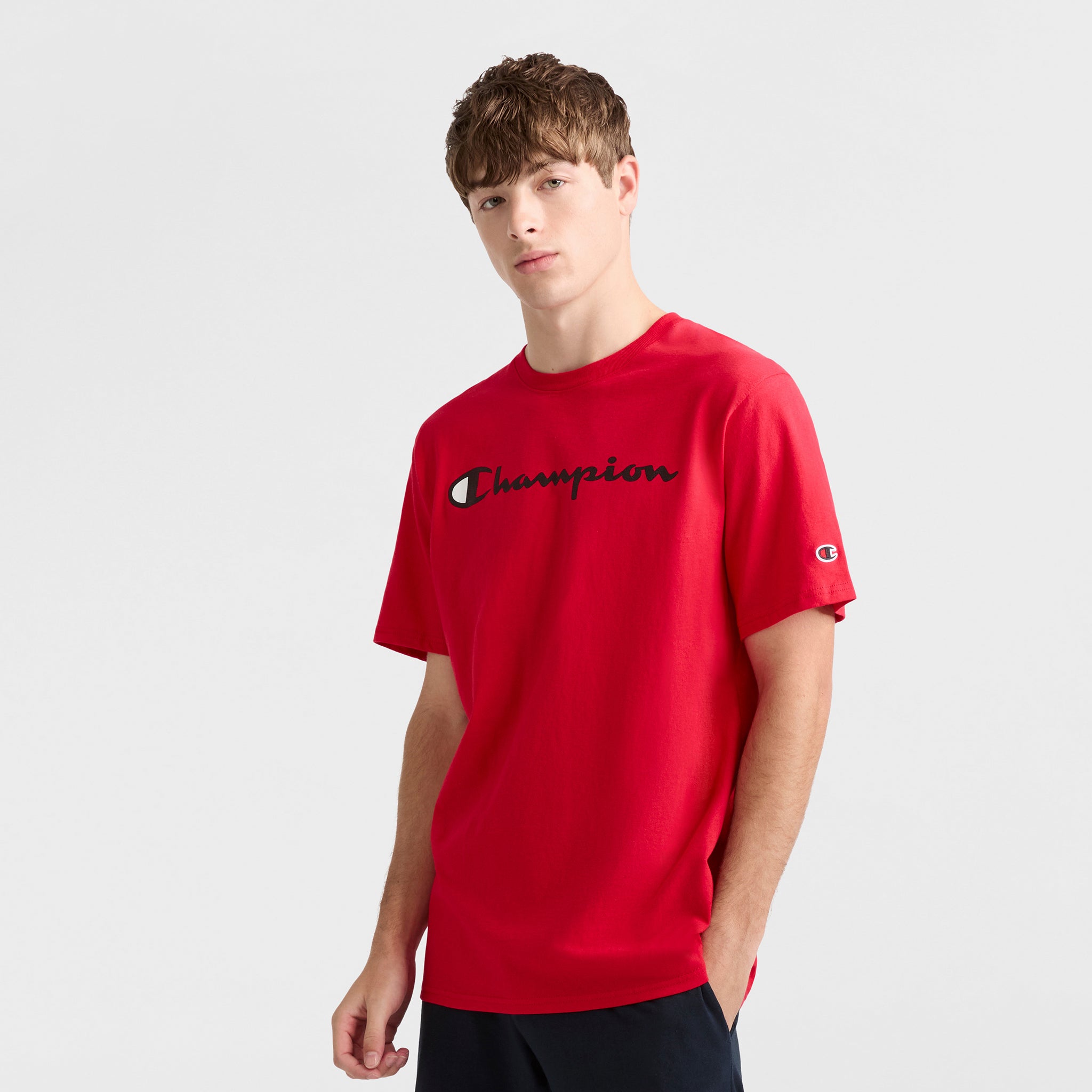 Champion Classic Graphic T-Shirt, Script Logo - Tango Red