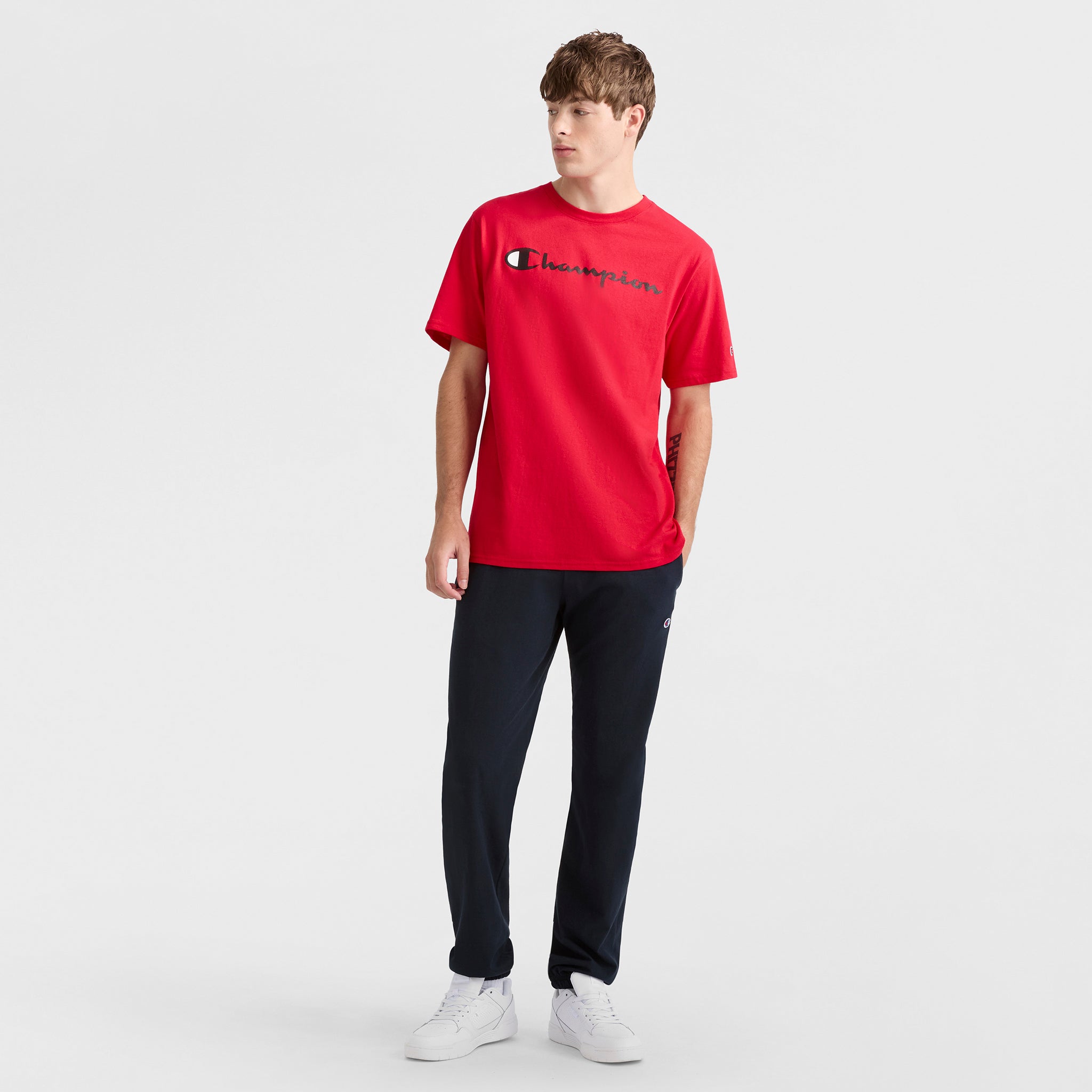 Champion Classic Graphic T-Shirt, Script Logo - Tango Red