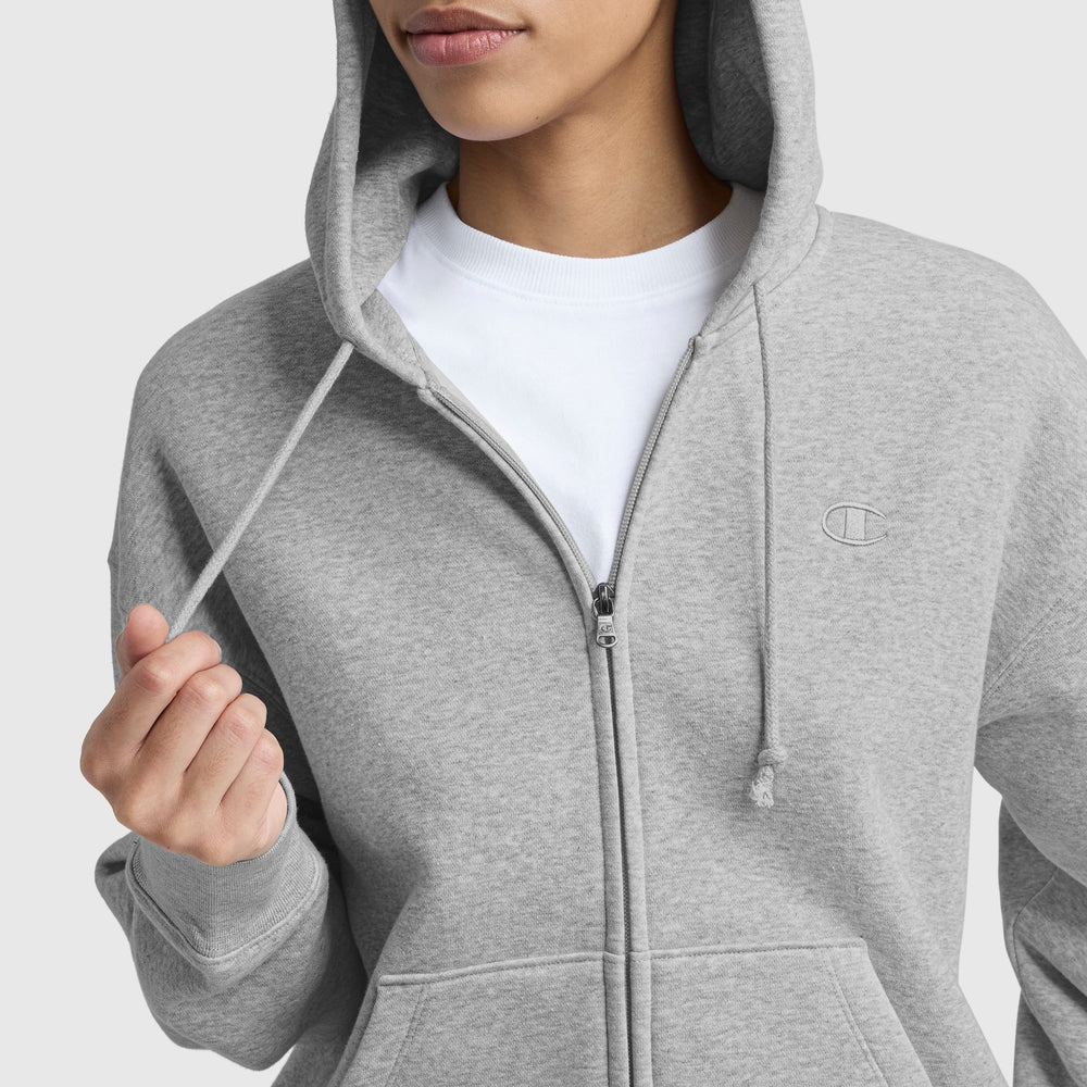 Champion Powerblend Fleece Zip-Up Hoodie - Oxford Grey Heather