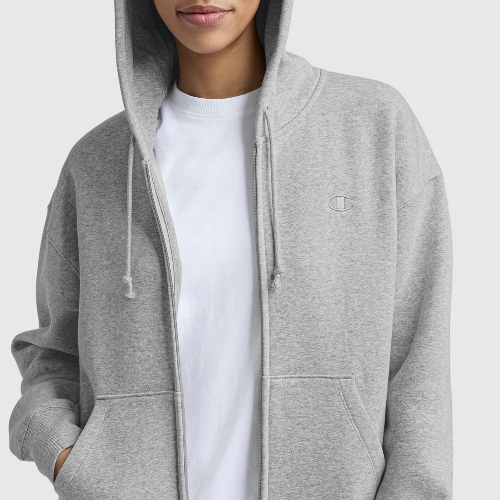 Champion Powerblend Fleece Zip-Up Hoodie - Oxford Grey Heather